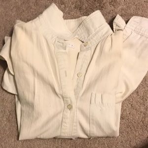Whitewashed chambray long sleeved button up